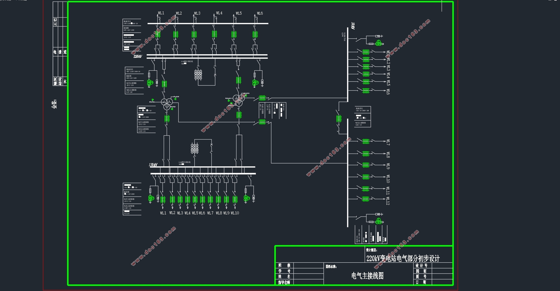 ĳ220kVֳ (CADͼ,Ҫ豸嵥)