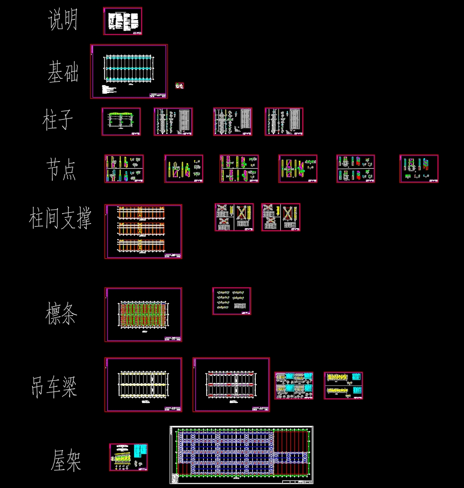 格构柱重型钢结构单层厂房设计(含建筑图结构图)