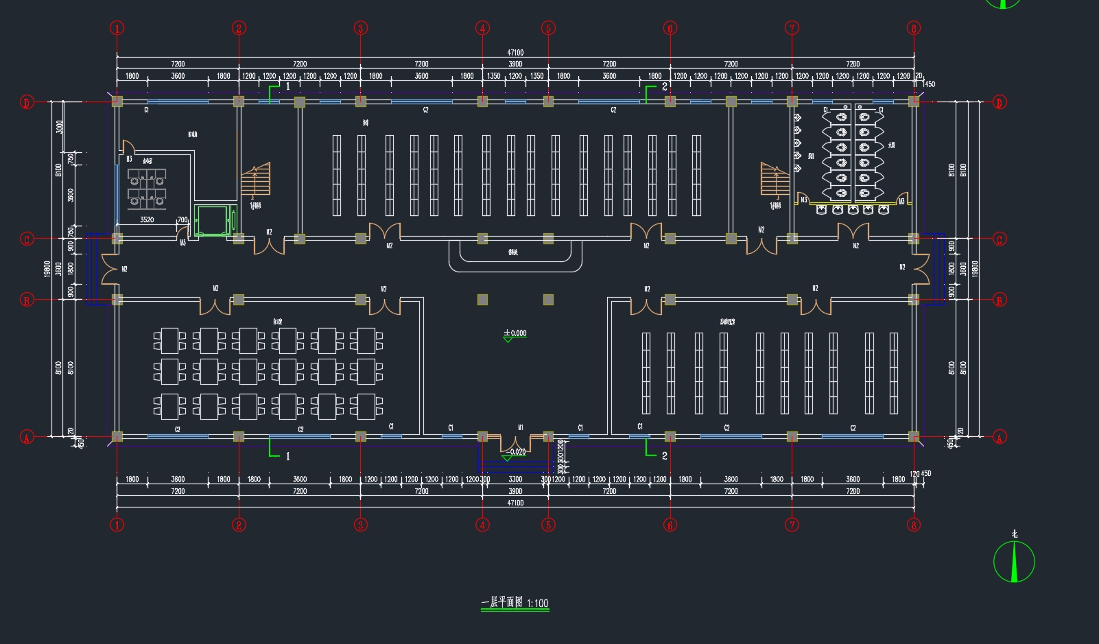 五层4662平米常州市某高校图书馆设计(含CAD建筑图结构图)