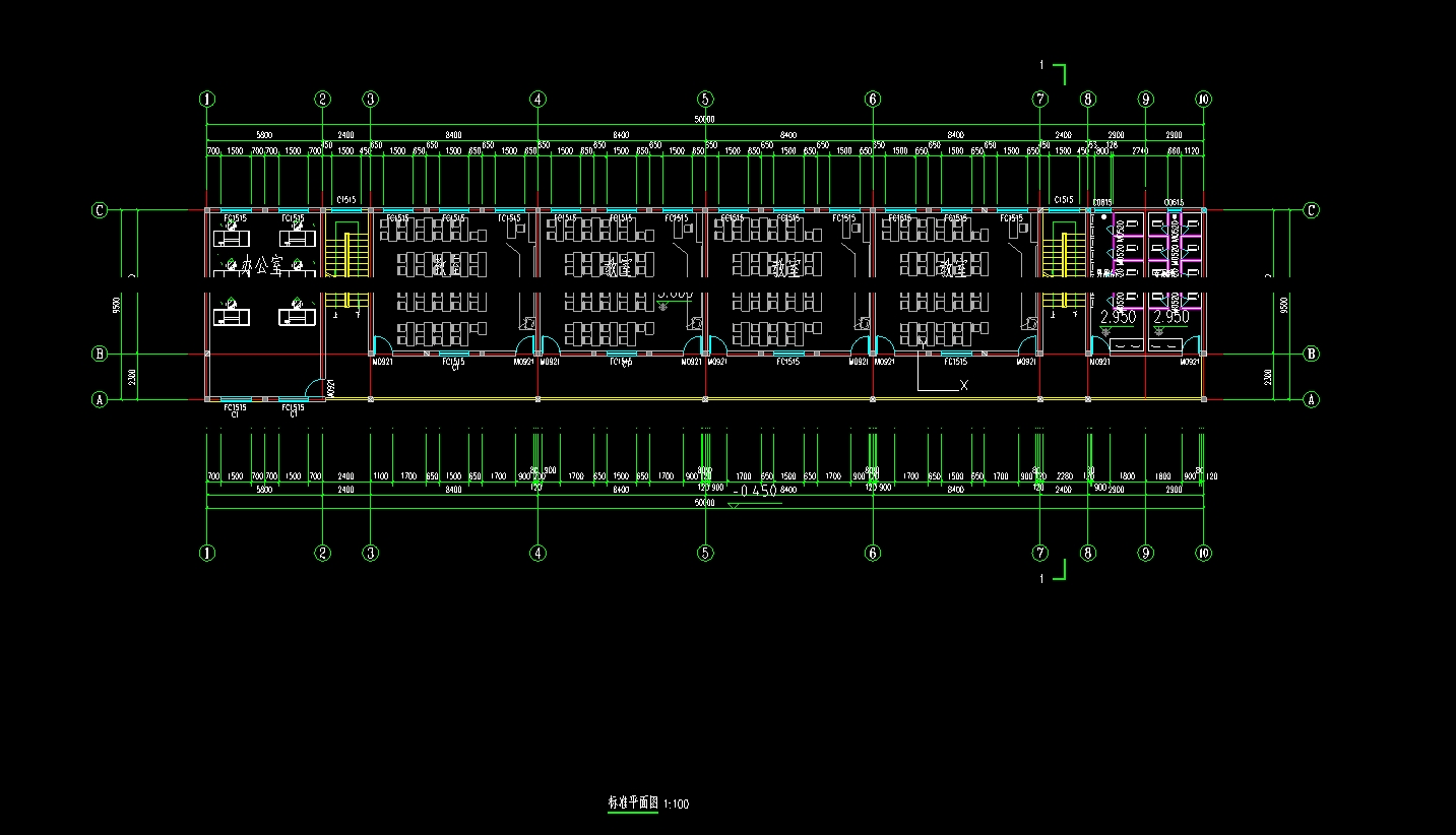 六层2900平米梁柱框架式木结构宿迁小学设计(含建筑图结构图)