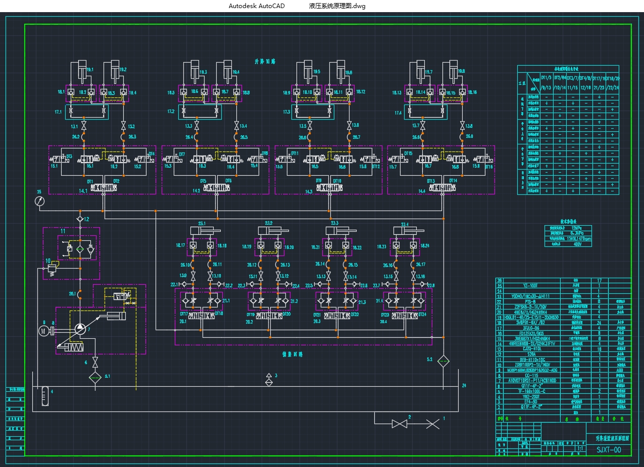 风电安装船液压自动升降系统设计(含CAD液压系统原理图)