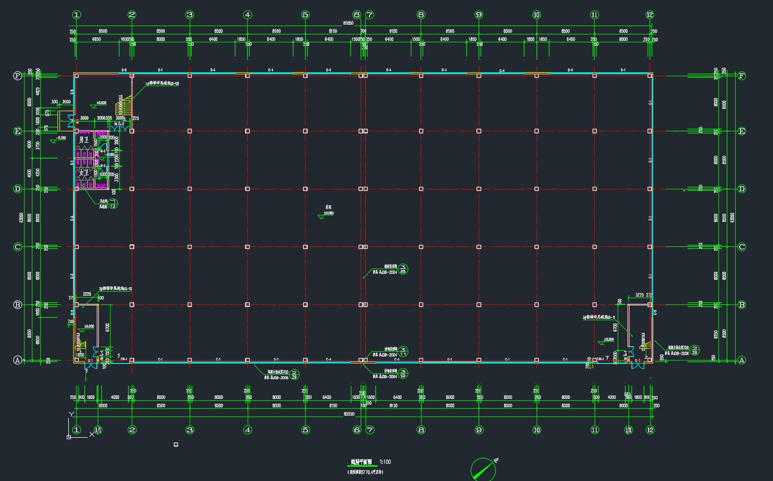 五层南京钢框架结构某公司工业厂房设计(含建筑图结构图)